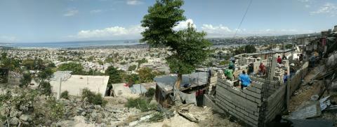 View of the worksite and the city